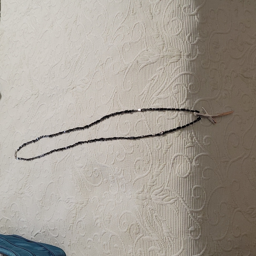 PreOwned Han Silver Cross Blk Chain